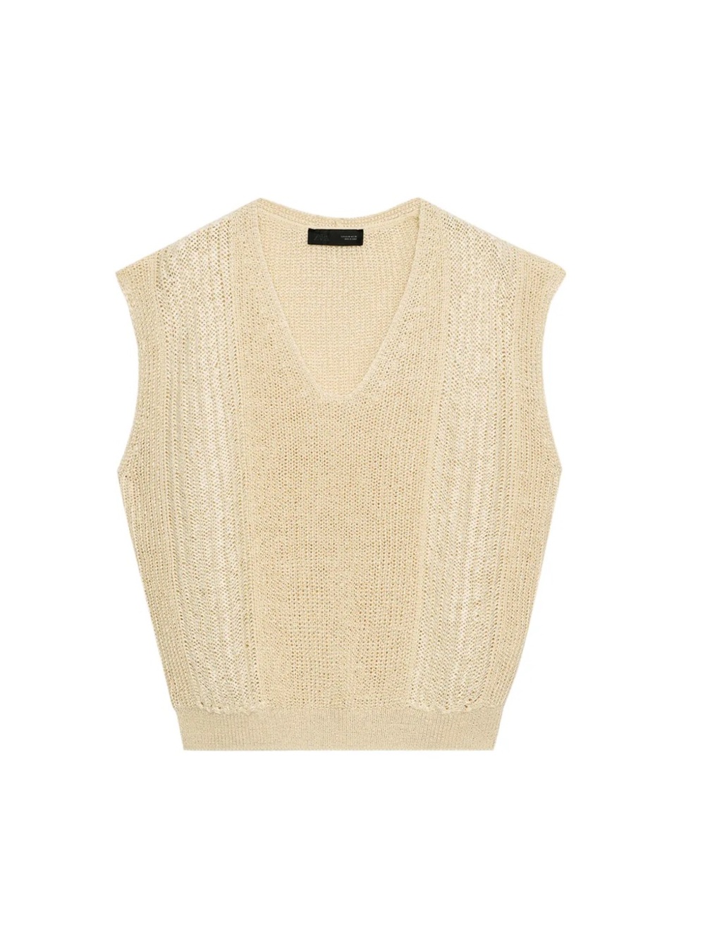 NWT Zara Sleeveless V-Neck Knit Sweater Vest - Cream
